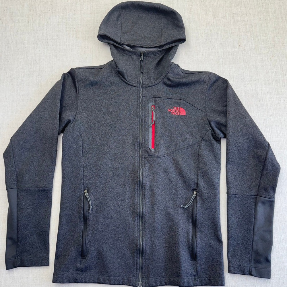 The North Face Mens Full Zip Hooded Fleece Jacket Gray Heather Small FT164-T564
